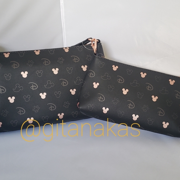 🎁 Disney Mickey Minnie Mouse Black and Rose Gold Color 3 in 1 Crossbody Bag - Picture 3 of 5